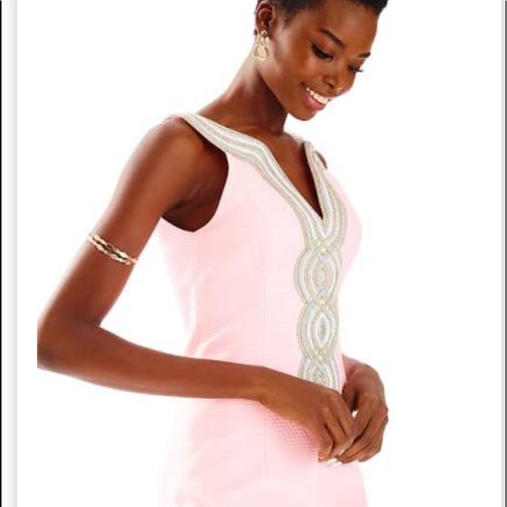 Lilly Pulitzer Embellished Pink Vally V-neck shift